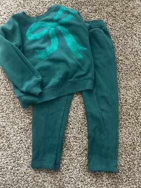 Cat & Jack Teal Leggings Set with Glitter Bow